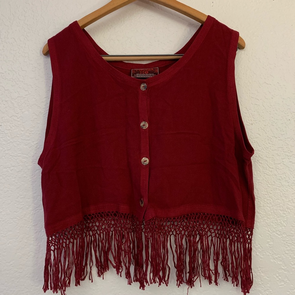 Burgundy Crop Top with Tassels